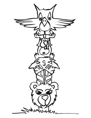 Página para Colorir Animais em um Totem