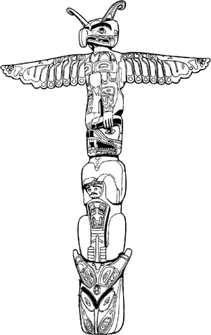 Página para Colorir Totem Pole para Imprimir