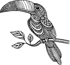 Página para Colorir Pássaro Tucano Zentangle