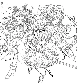 Página para Colorir Personagens do Touhou Project