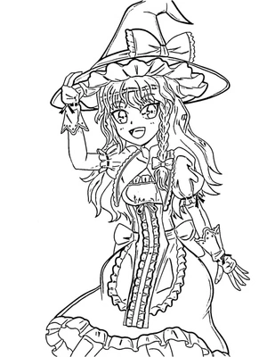 Página para Colorir Marisa Kirisame do Touhou Project