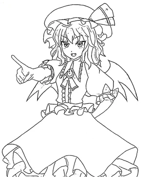 Página para Colorir Remilia Scarlet de Touhou Project