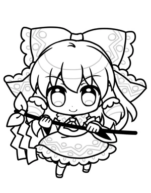 Página para Colorir Touhou Project Chibi