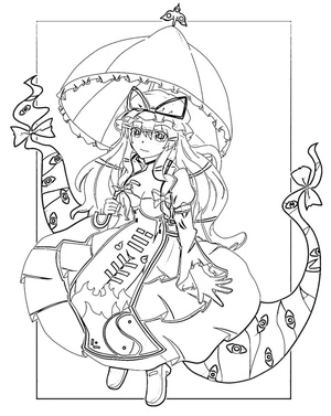 Página para Colorir Yukari Yakumo do Touhou Project
