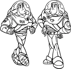 Página para Colorir Dois Buzz Lightyear de Toy Story 2