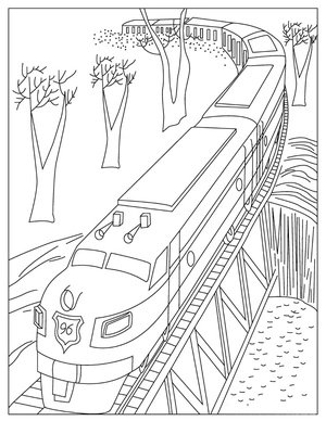 Página para Colorir Locomotiva Básica