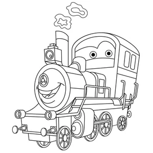 Página para Colorir Diversão no Trem de Desenho Animado