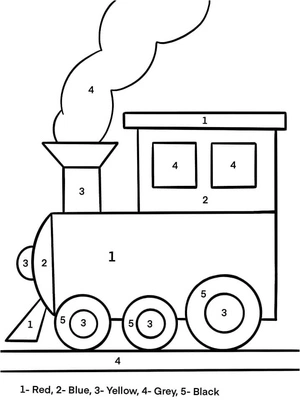 Página para Colorir Trem para Colorir por Número