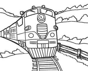 Página para Colorir Página de Desenho de Trem Colorido