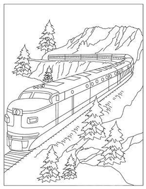 Página para Colorir Locomotiva Expressiva