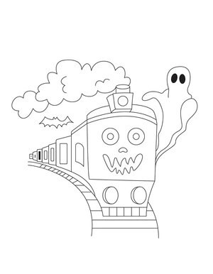 Página para Colorir Trem de Halloween