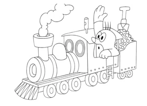 Página para Colorir Toupeira e Coelho no Trem