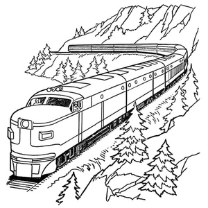 Página para Colorir Trem da Montanha