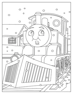 Página para Colorir Thomas, o Trem no Inverno