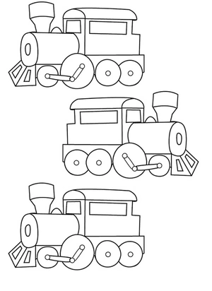 Página para Colorir Três Trens à Frente