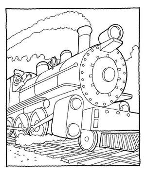 Página para Colorir Aventura do Trem Criança