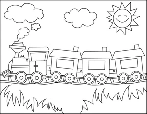 Página para Colorir Página de Colorir de Trem para Crianças