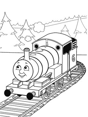 Página para Colorir Locomotiva Thomas