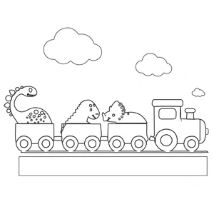 Página para Colorir Trem dos Dinossauros
