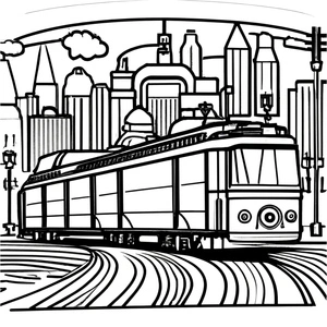 Página para Colorir Bonde do Centro