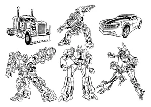 Transformers em ação, página para colorir detalhada de Transformers, impressão gratuita