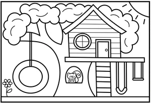 Página para Colorir Uma Casa na Árvore Básica