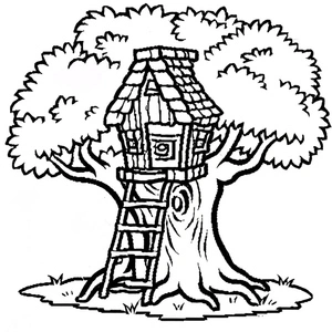 Página para Colorir Uma Casa na Árvore Padrão