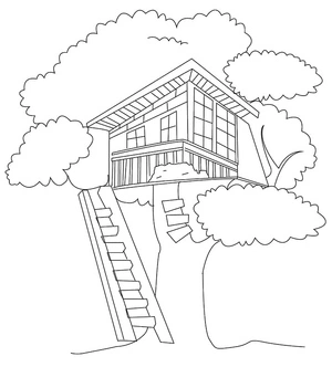Página para Colorir Casa na Árvore Regular