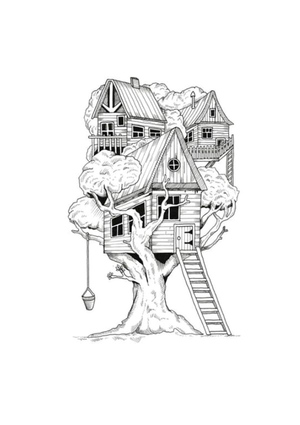 Desenho de Casa na Árvore para Crianças