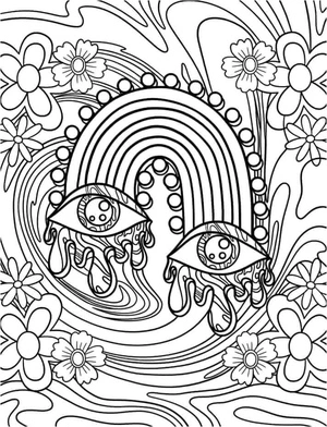 Página para Colorir Flores Psicodélicas nos Olhos