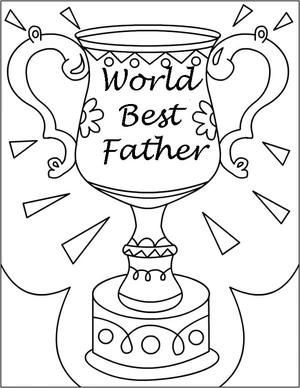 Página para Colorir Troféu de Melhor Pai do Mundo