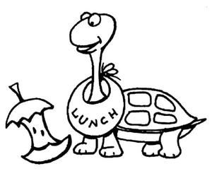 Página para Colorir Tartaruga Comedora de Maçã
