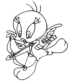 Página para Colorir Piu-Piu vestido de Cupido