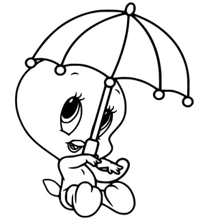 Página para Colorir Piu-Piu segurando um guarda-chuva