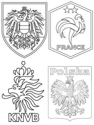 Página para Colorir Grupo D da UEFA Euro 2024