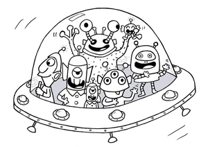 Página para Colorir Alienígenas de Disco Voador