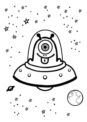 Página para Colorir Nave Espacial Extraterrestre Hilária