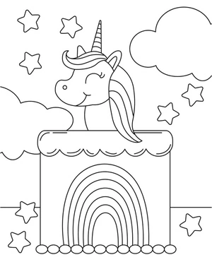 Página para Colorir Página para Colorir para Imprimir: Bolo Mágico de Unicórnio