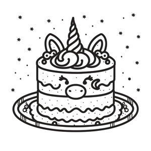 Bolo de Unicórnio para Imprimir