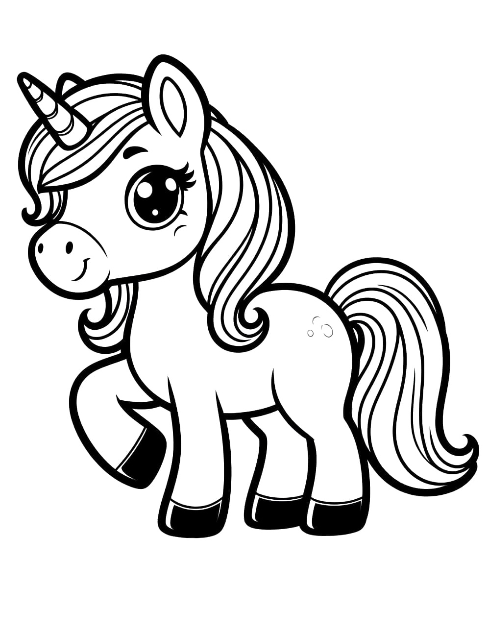 Página para Colorir Página para Colorir de Bebê Unicórnio Adorável