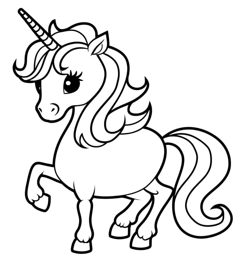 Página para Colorir Página para colorir de Unicórnio Adorável para imprimir