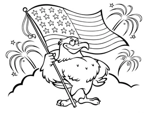 Página para Colorir Página para Colorir do Dia da Independência - Tema EUA