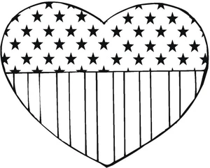 Página para Colorir Coração com Bandeira Americana