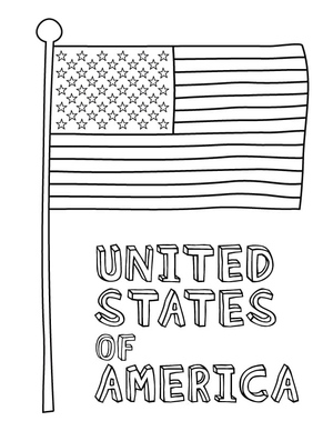 Página para Colorir da Bandeira dos EUA para Imprimir