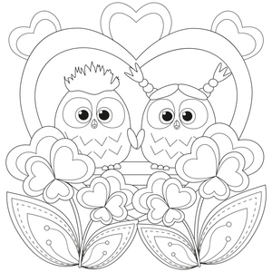 Casal de Corujas com Flores de Dia dos Namorados