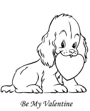 Página para Colorir Cachorro de Dia dos Namorados com Coração