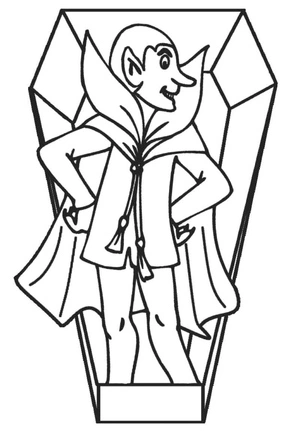 Página para Colorir Um Vampiro Monstruoso Surgiu do Caixão