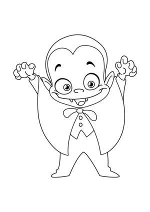 Página para Colorir Um Pequeno Vampiro Mostra Seus Caninos