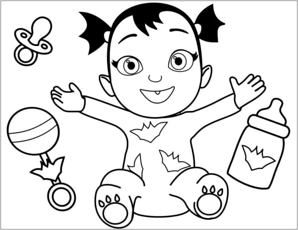 Página para Colorir Bebê V Brincando com Seus Chocalhos Favoritos