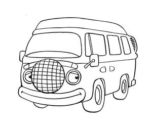 Página para Colorir Van de Desenho Animado Adorável
